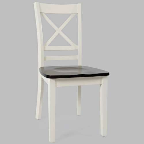 Asbury Park X Back Dining Chair in White & Brown (Set of 2)